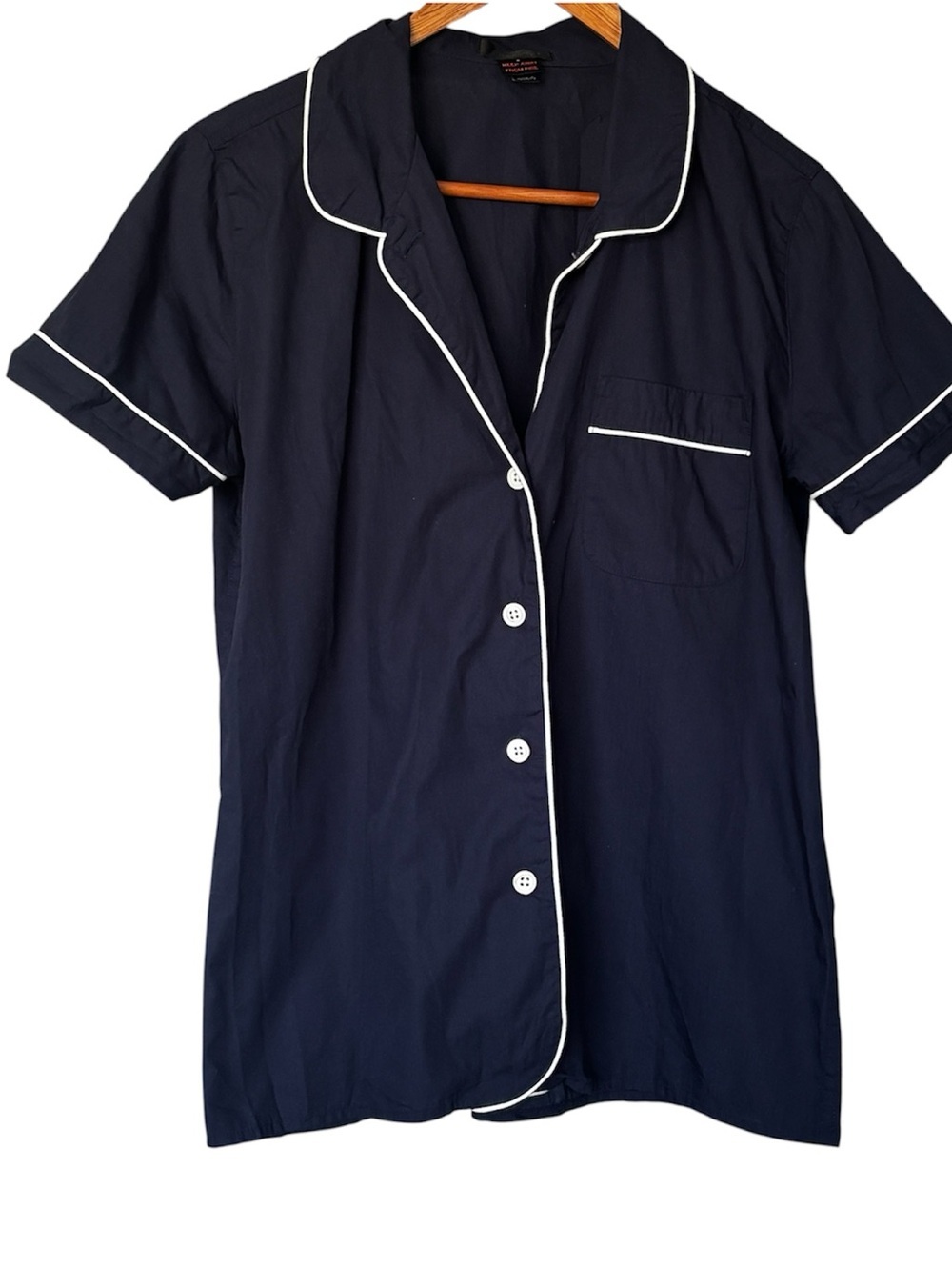 J.Crew Navy Cotton Pajama Set - Short Sleeve Top & Full Length Pants - Size S - Picture 5 of 12